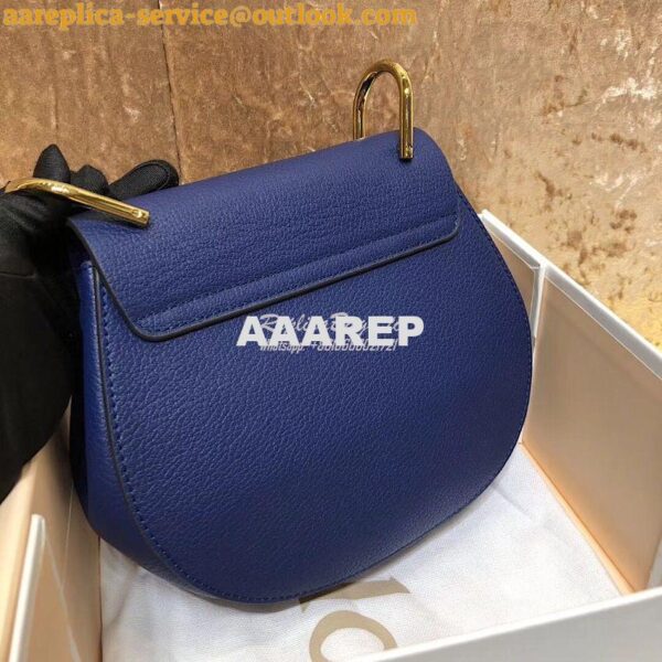 Replica Chloe Drew Shoulder Bag in Grained Lambskin Blue 11