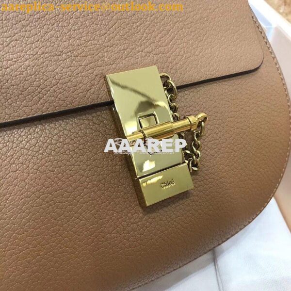 Replica Chloe Drew Shoulder Bag in Grained Lambskin Brown 4