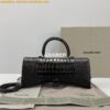 Replica Balenciaga Hourglass Stretched Top Handle Bag in Black Shiny C