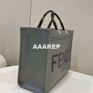 Replica Fendi 8BH372 Sunshine Large Bag Gray leather shopper 8266L 2