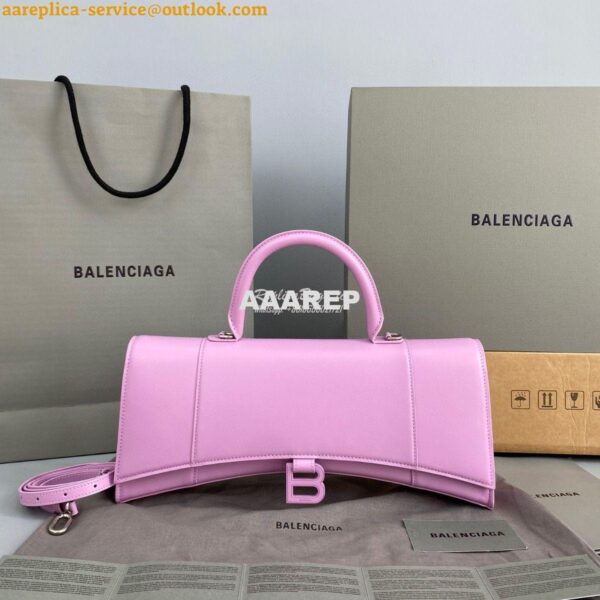 Replica Balenciaga Hourglass Stretched Top Handle Bag in Light Purple