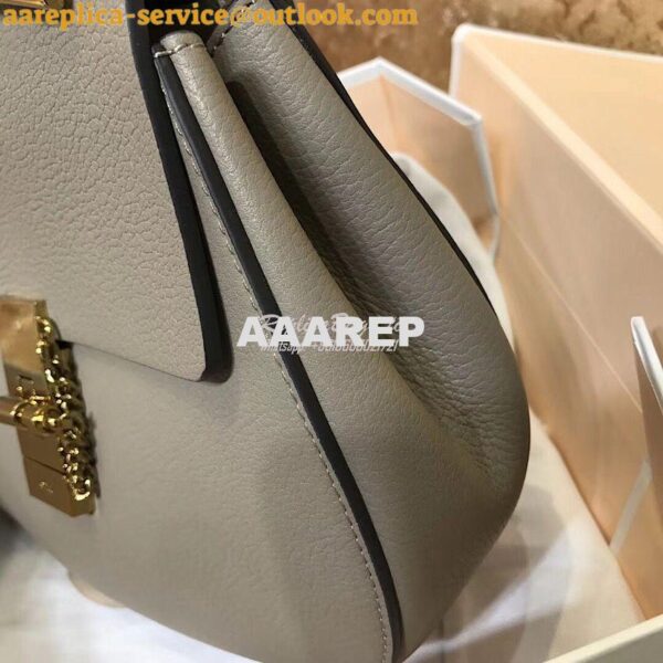 Replica Chloe Drew Shoulder Bag in Grained Lambskin Grey 9