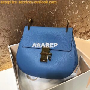 Replica Chloe Drew Shoulder Bag in Grained Lambskin Light Blue