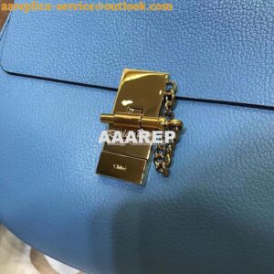 Replica Chloe Drew Shoulder Bag in Grained Lambskin Light Blue 2