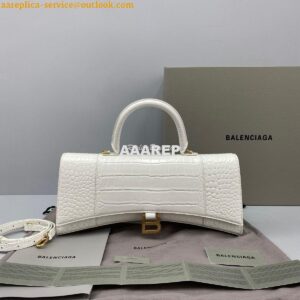 Replica Balenciaga Hourglass Stretched Top Handle Bag in White Shiny C