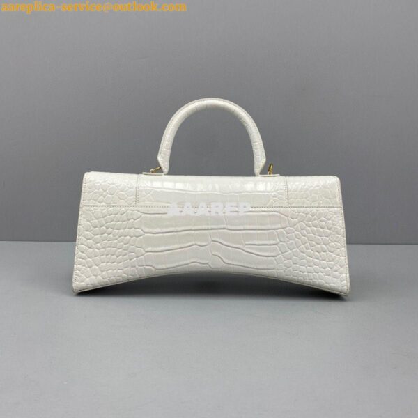 Replica Balenciaga Hourglass Stretched Top Handle Bag in White Shiny C 3