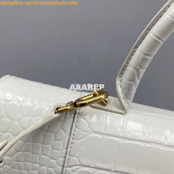 Replica Balenciaga Hourglass Stretched Top Handle Bag in White Shiny C 4