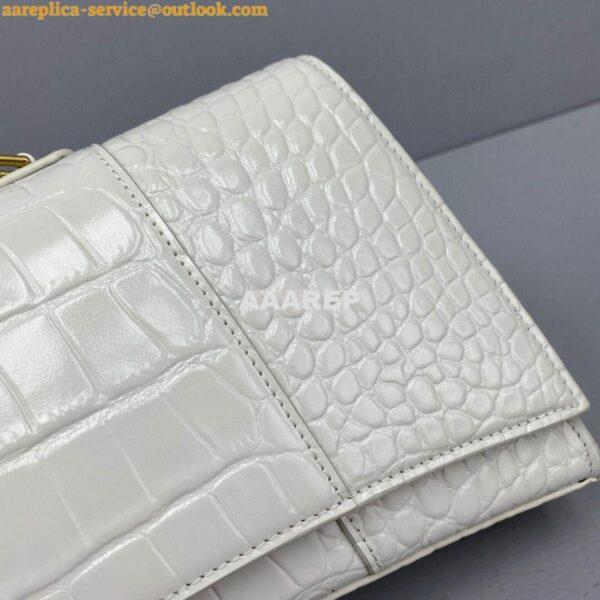 Replica Balenciaga Hourglass Stretched Top Handle Bag in White Shiny C 5