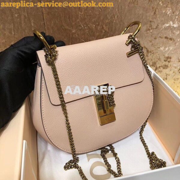 Replica Chloe Drew Shoulder Bag in Grained Lambskin Pink 3