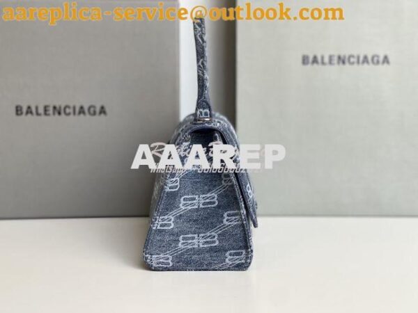 Replica Balenciaga Hourglass Top Handle Bag BB Monogram Bleached Denim 5