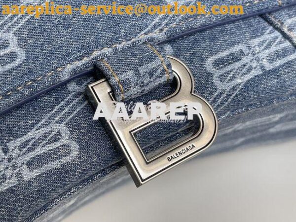 Replica Balenciaga Hourglass Top Handle Bag BB Monogram Bleached Denim 7