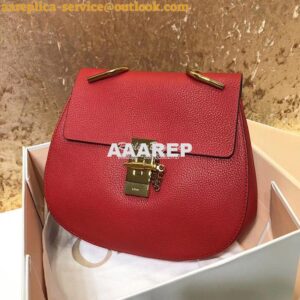 Replica Chloe Drew Shoulder Bag in Grained Lambskin Red