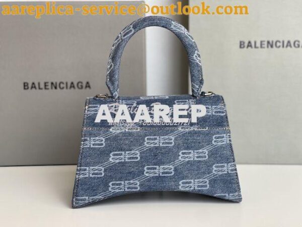 Replica Balenciaga Hourglass Top Handle Bag BB Monogram Bleached Denim 10