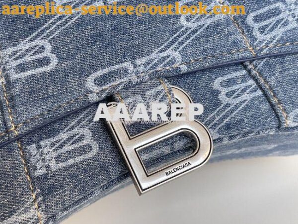 Replica Balenciaga Hourglass Top Handle Bag BB Monogram Bleached Denim 19