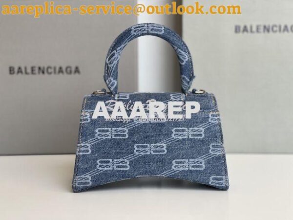 Replica Balenciaga Hourglass Top Handle Bag BB Monogram Bleached Denim 20