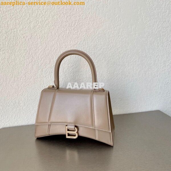 Replica Balenciaga Hourglass Top Handle Bag In Beige Shiny Box Calfski 3