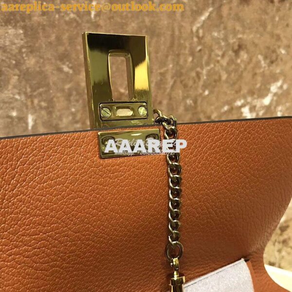 Replica Chloe Drew Shoulder Bag in Grained Lambskin Tobacco 5