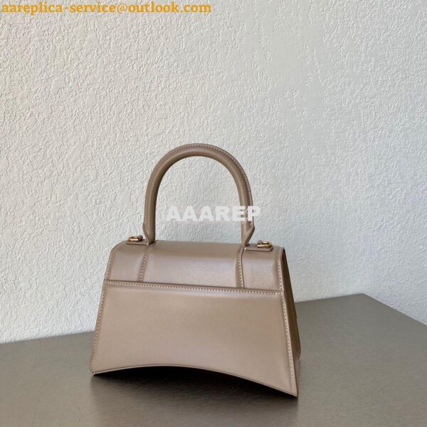 Replica Balenciaga Hourglass Top Handle Bag In Beige Shiny Box Calfski 5