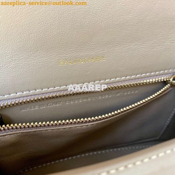 Replica Balenciaga Hourglass Top Handle Bag In Beige Shiny Box Calfski 6