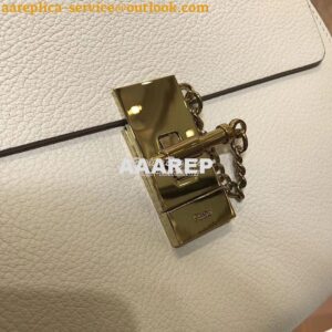 Replica Chloe Drew Shoulder Bag in Grained Lambskin White 2