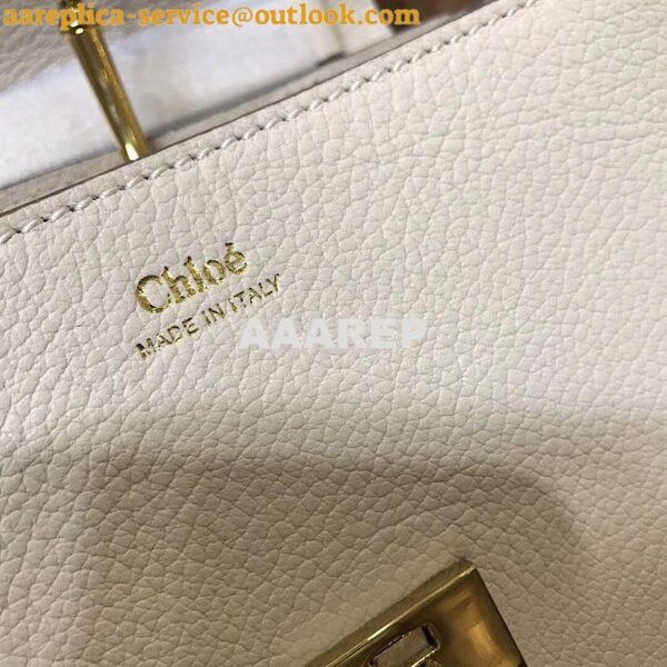 Replica Chloe Drew Shoulder Bag in Grained Lambskin White 5