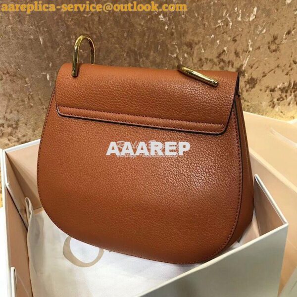 Replica Chloe Drew Shoulder Bag in Grained Lambskin Tobacco 9