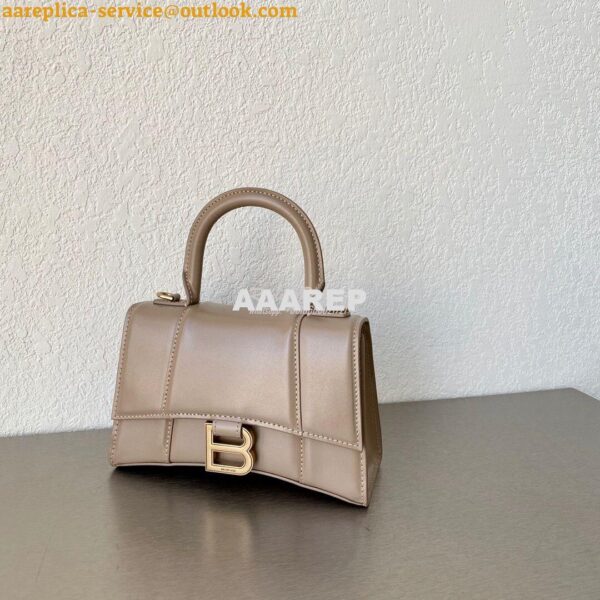 Replica Balenciaga Hourglass Top Handle Bag In Beige Shiny Box Calfski 9