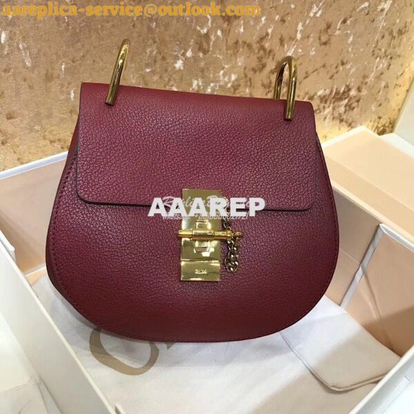 Replica Chloe Drew Shoulder Bag in Grained Lambskin Wine