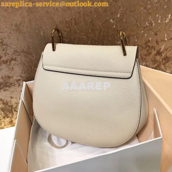 Replica Chloe Drew Shoulder Bag in Grained Lambskin White 10