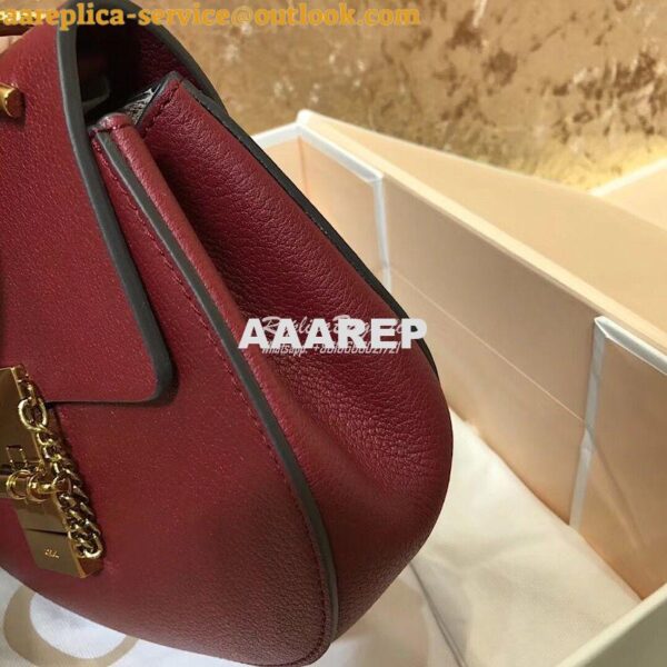 Replica Chloe Drew Shoulder Bag in Grained Lambskin Wine 4