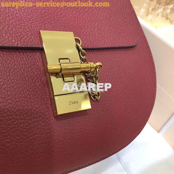 Replica Chloe Drew Shoulder Bag in Grained Lambskin Wine 5