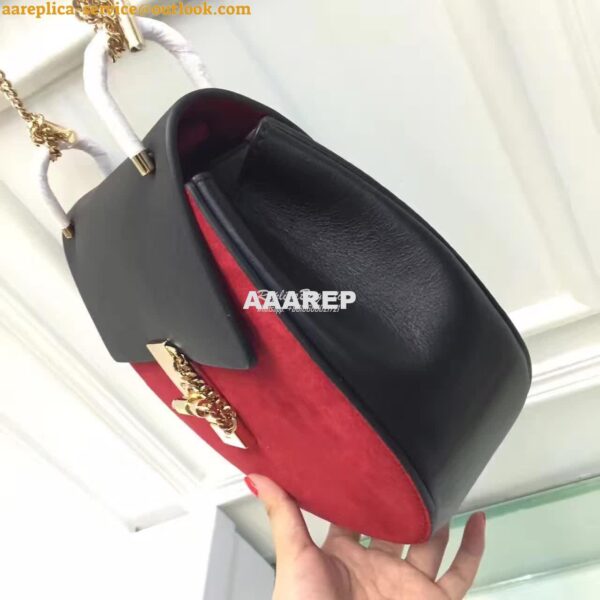 Replica Chloe Drew Shoulder bag Smooth and Suede Calfskin Black n Red 5