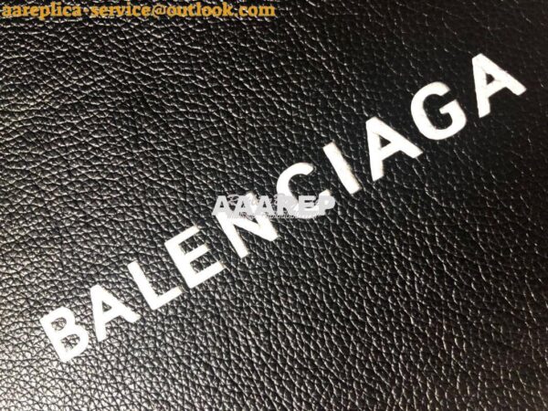 Replica Balenciaga Printed Textured-Leather Shopping Tote XXS Black 10