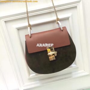 Replica Chloe Drew Shoulder bag Smooth and Suede Calfskin Brown n Gree 2