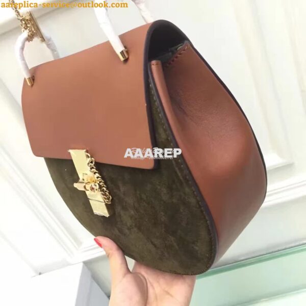 Replica Chloe Drew Shoulder bag Smooth and Suede Calfskin Brown n Gree 5