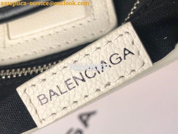 Replica Balenciaga Printed Textured-Leather Shopping Tote XXS White 8