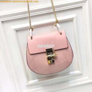 Replica Chloe Drew Shoulder bag Smooth and Suede Calfskin Pink