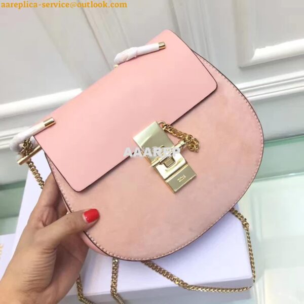 Replica Chloe Drew Shoulder bag Smooth and Suede Calfskin Pink 6