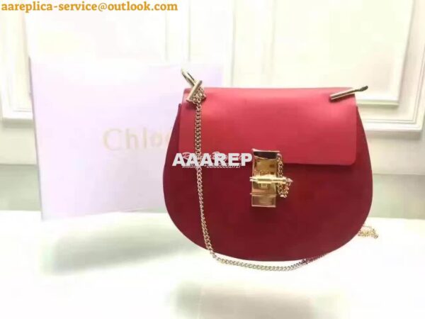 Replica Chloe Drew Shoulder bag Smooth and Suede Calfskin Red 3