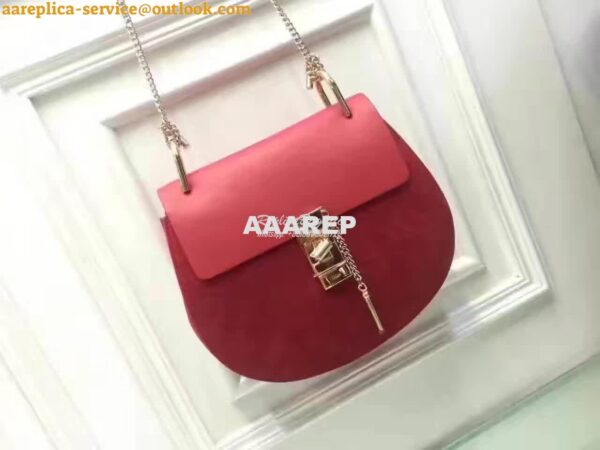 Replica Chloe Drew Shoulder bag Smooth and Suede Calfskin Red 7