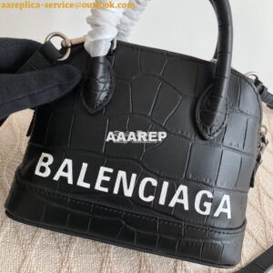 Replica Balenciaga Ville Top Handle Bag In Black Crocodile Emboosed Ca 2