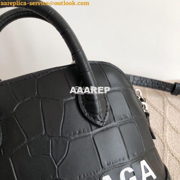 Replica Balenciaga Ville Top Handle Bag In Black Crocodile Emboosed Ca 3