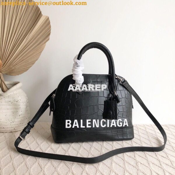 Replica Balenciaga Ville Top Handle Bag In Black Crocodile Emboosed Ca 8