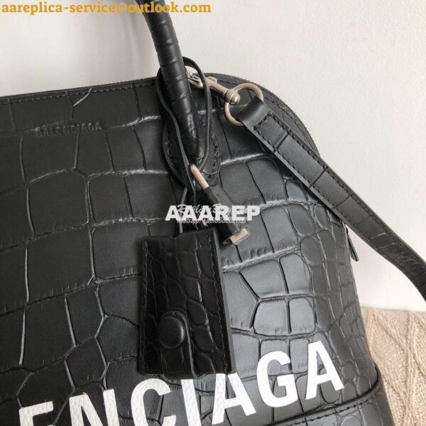 Replica Balenciaga Ville Top Handle Bag In Black Crocodile Emboosed Ca 9