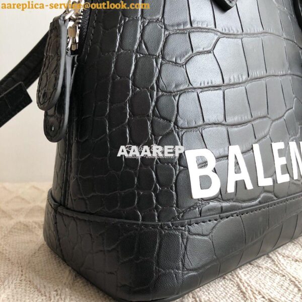 Replica Balenciaga Ville Top Handle Bag In Black Crocodile Emboosed Ca 10