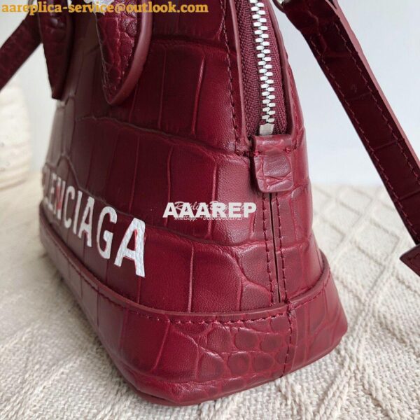 Replica Balenciaga Ville Top Handle Bag In Burgundy Crocodile Emboosed 3