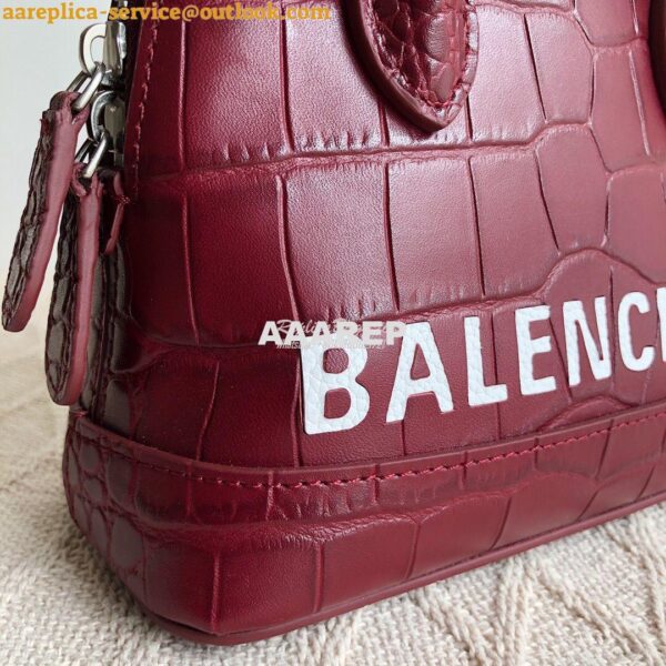 Replica Balenciaga Ville Top Handle Bag In Burgundy Crocodile Emboosed 4