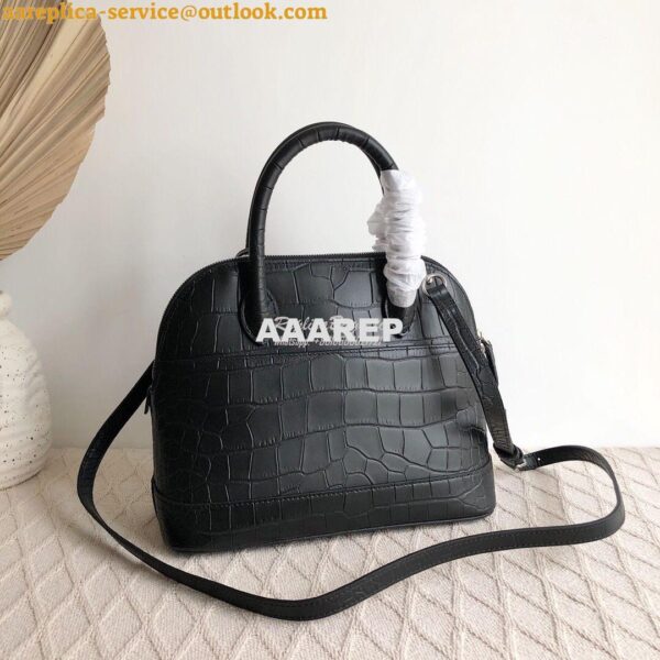 Replica Balenciaga Ville Top Handle Bag In Black Crocodile Emboosed Ca 12