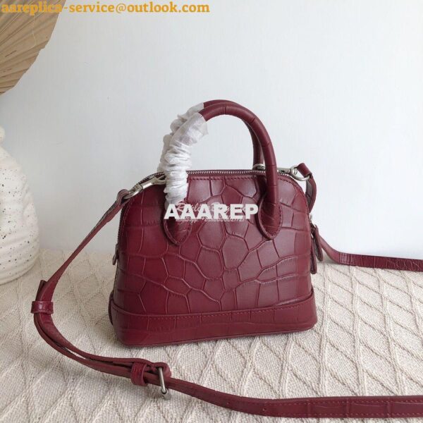 Replica Balenciaga Ville Top Handle Bag In Burgundy Crocodile Emboosed 7