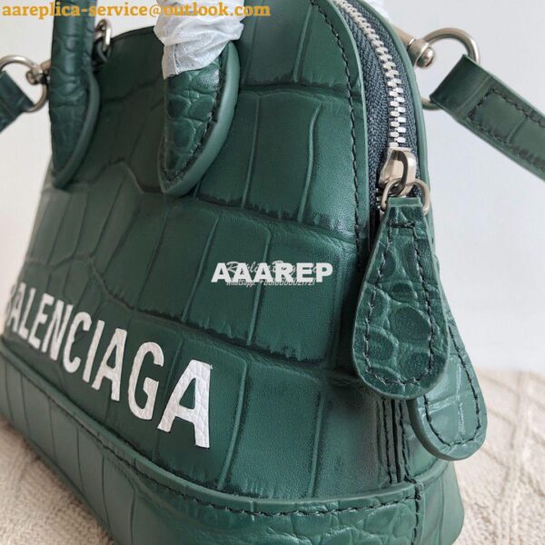 Replica Balenciaga Ville Top Handle Bag In Dark Green Crocodile Emboos 3